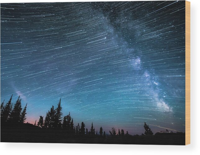 Tranquility Wood Print featuring the photograph Milky Way, Hour-long Time Exposure by Preserved Light Photography