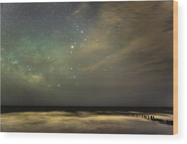 Beach Wood Print featuring the photograph Milky Way over Folly Beach by Keith Allen