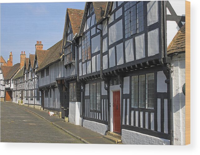 Medieval Architecture Wood Print featuring the photograph Mill Street Warwick by Tony Murtagh