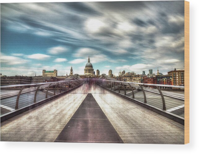London Millennium Footbridge Wood Print featuring the photograph Millenium Bridge by Lee Davison Photography