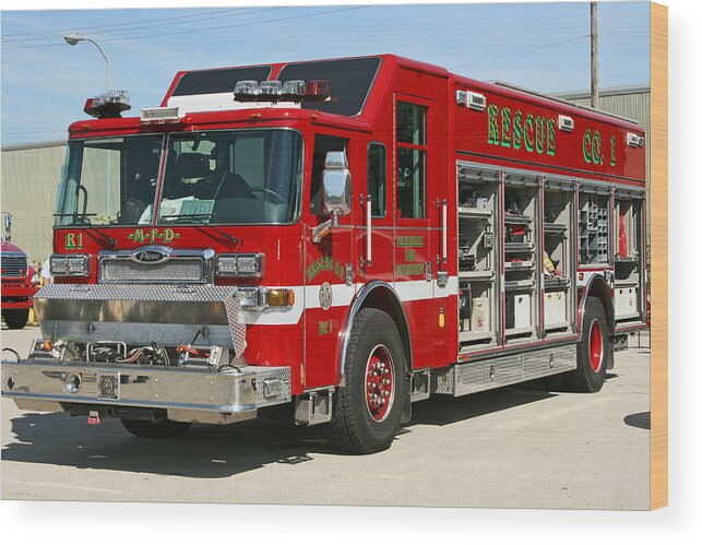 Fire Department Wood Print featuring the photograph Milwaukee Fire Dept. Rescue 1 by Susan McMenamin