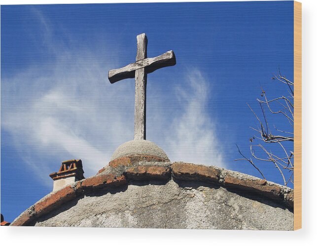 Religious Wood Print featuring the photograph Mission Cross by Shoal Hollingsworth