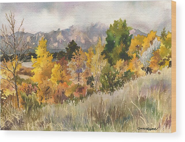 Cloud Painting Wood Print featuring the painting Misty Fall Day by Anne Gifford