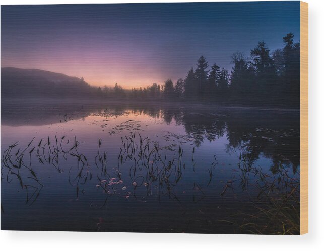 Tupper Lake Wood Print featuring the photograph Misty Sunrise over Tupper Lake by MaryGail Perkins