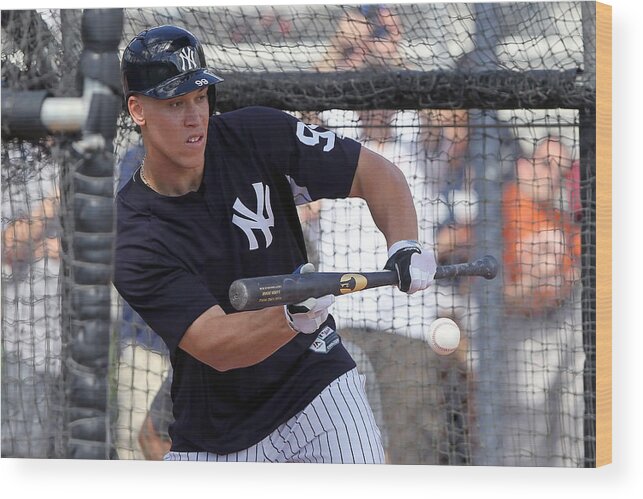 American League Baseball Wood Print featuring the photograph MLB: FEB 20 Spring Training - Yankees Workout by Icon Sportswire