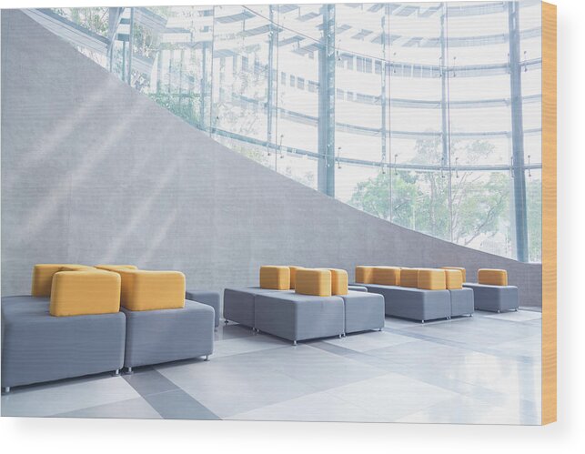Corporate Business Wood Print featuring the photograph Modern Office Lobby by Uschools