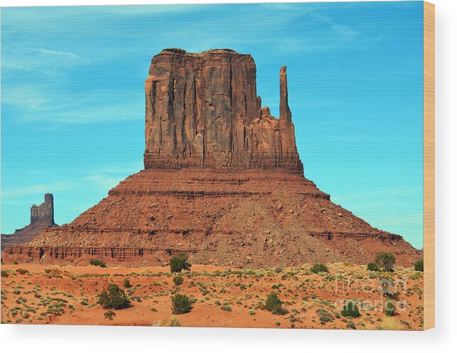 Monument Valley Wood Print featuring the photograph Monument Valley Mitten Monolith Scenic Landscape by Shawn O'Brien