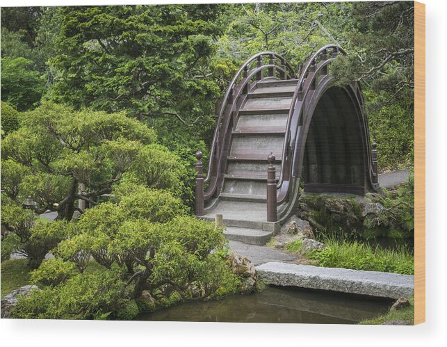 3scape Wood Print featuring the photograph Moon Bridge - Japanese Tea Garden by Adam Romanowicz