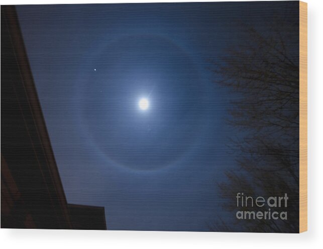Moon Wood Print featuring the photograph Moonbow over Chicago 3 by Deborah Smolinske