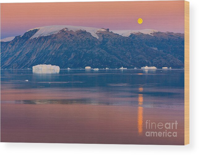 East Wood Print featuring the photograph Moonrise in the Rode Fjord by Henk Meijer Photography