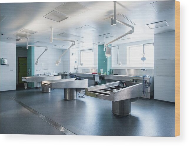 Dissection Table Wood Print featuring the photograph Morgue Autopsy Area by Dan Dunkley