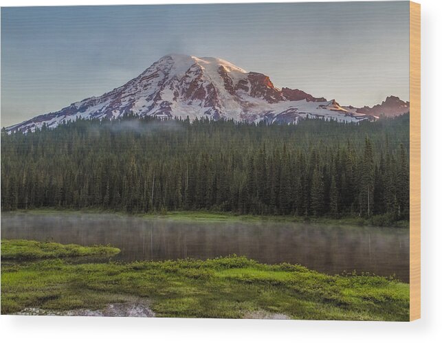 Morning Wood Print featuring the photograph Morning at Mt Rainier by Ken Stanback