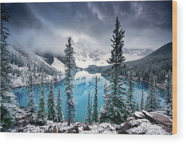 Moraine Wood Print featuring the photograph Morning Blues by Trevor Cole