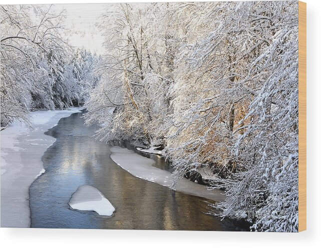 West Virginia Wood Print featuring the photograph Morning Light Fresh Snowfall Gauley River by Thomas R Fletcher