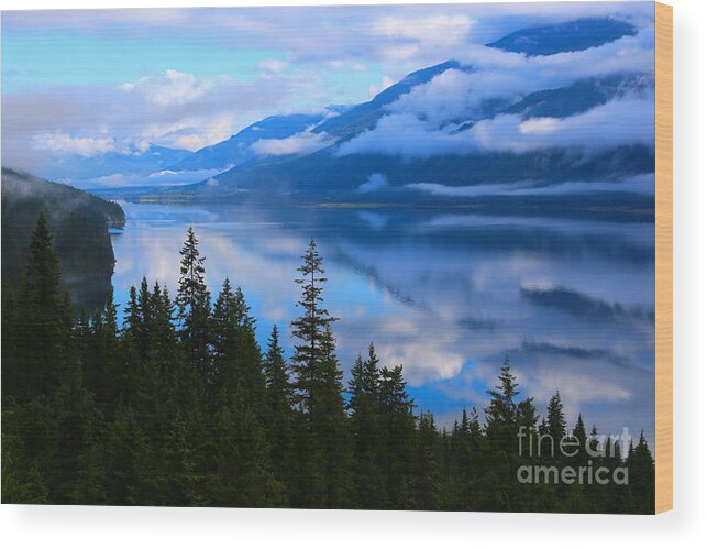 Upper Arrow Lake Wood Print featuring the photograph Morning Mist Rising by Marty Fancy