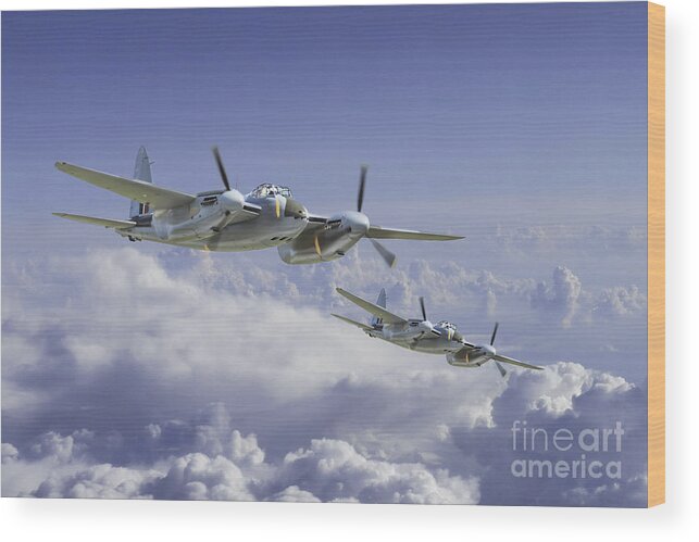De Havilland Mosquito Wood Print featuring the digital art Mosquito Patrol by Airpower Art
