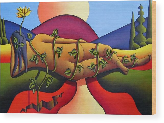 Paintings Wood Print featuring the painting Mother nature by Alan Kenny
