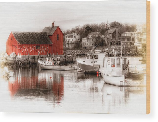 Motif 1 Wood Print featuring the photograph Motif 1 Rockport MA by Brenda Giasson