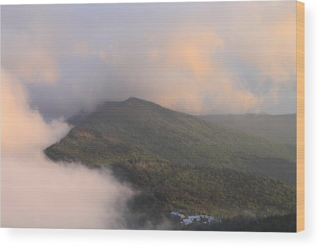 Blue Ridge Parkway Wood Print featuring the photograph Mount Mitchell Summit Sunset Clouds by John Burk