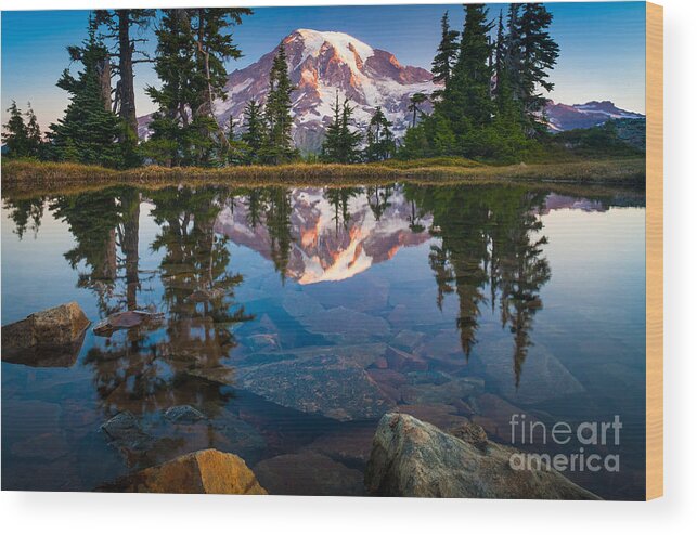 America Wood Print featuring the photograph Mount Rainier Tarn by Inge Johnsson