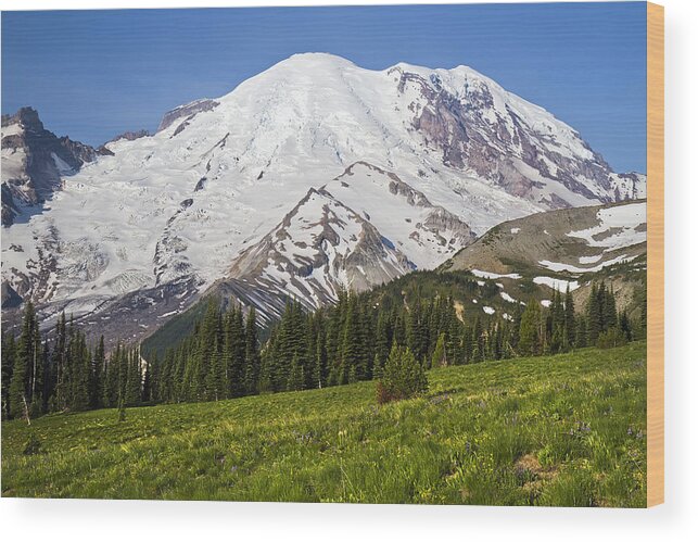 Mount Rainier Wood Print featuring the photograph Mount Rainier Washington by Pierre Leclerc Photography