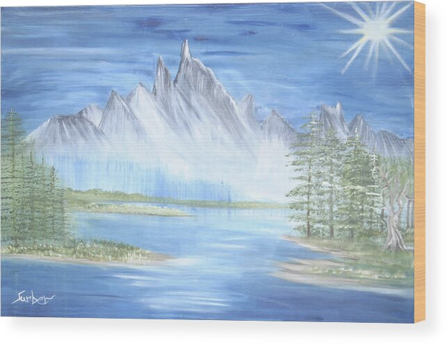 Mountains Wood Print featuring the painting Mountain Mist 2 by Suzanne Surber