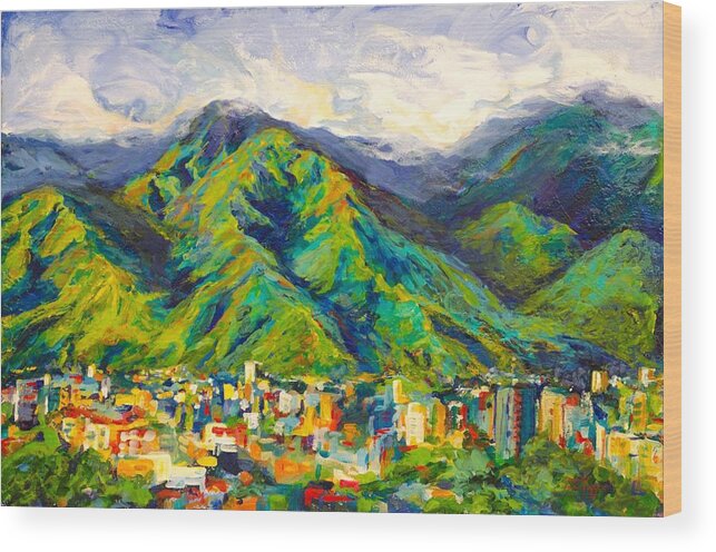 Monta�a Wood Print featuring the painting Mountain Valley by Patricia Maguire