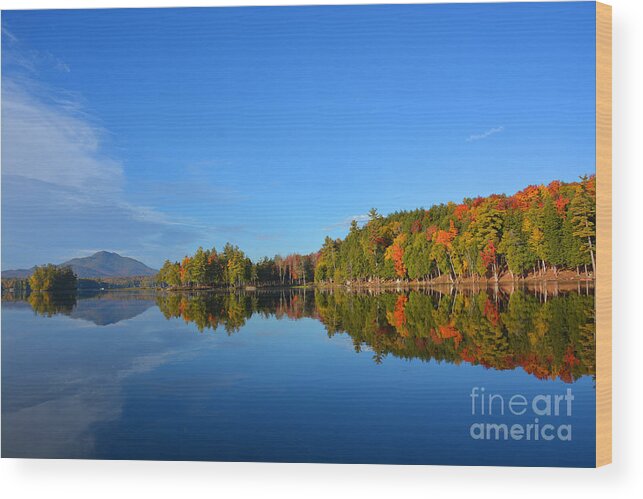 Saranac Lake Ny Wood Print featuring the photograph Mountains of Fall Colors by Christine Dekkers