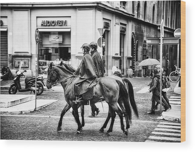 Horse Wood Print featuring the photograph Mounted Patrol by Ryan Wyckoff