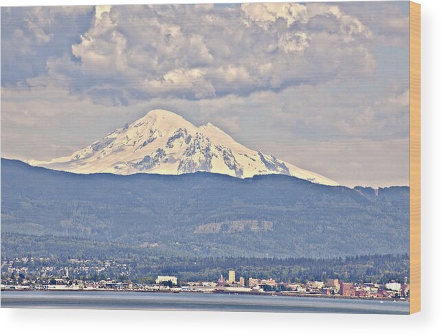 Bellingham Wood Print featuring the photograph Mt Baker watching over Bellingham by Matt McDonald