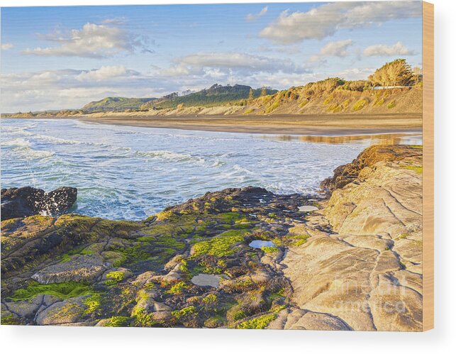 Auckland Region Wood Print featuring the photograph Muriwai Beach Auckland New Zealand by Colin and Linda McKie