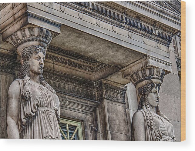 Museum Wood Print featuring the photograph Museum Caryatids by Mike Burgquist