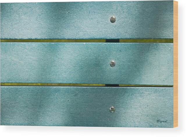 Semi-abstract Wood Print featuring the photograph Musical Shadows on a Park Bench by Christopher Byrd