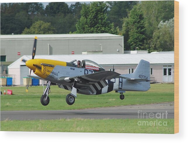 Mustang Wood Print featuring the photograph Mustang fighter landing by David Fowler