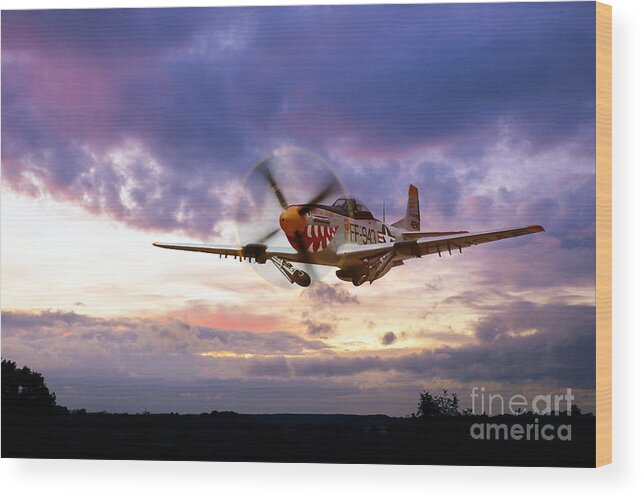 P-51 Mustang Wood Print featuring the digital art Mustang Scramble by Airpower Art