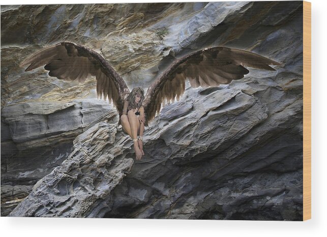 Angel Wood Print featuring the photograph My Guardian Angel by Acropolis De Versailles