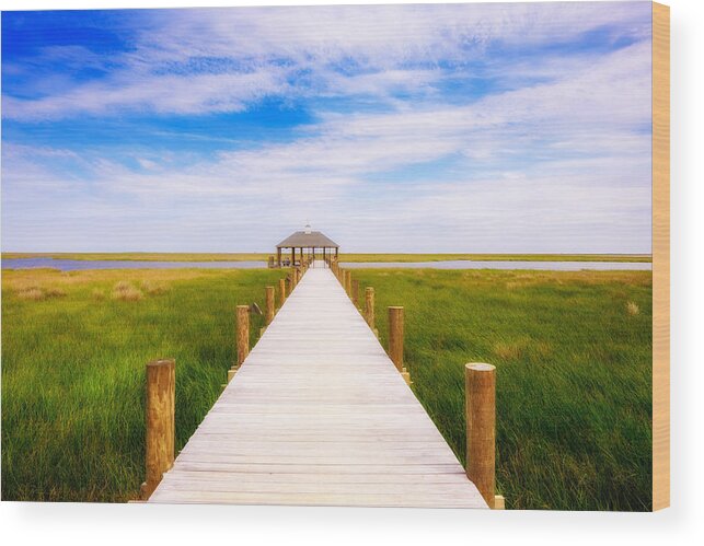 Gulf Of Mexico Wood Print featuring the photograph Lonely Pier I by Raul Rodriguez