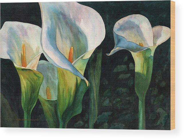 Flower Wood Print featuring the painting Mystique by Lynda Hoffman-Snodgrass