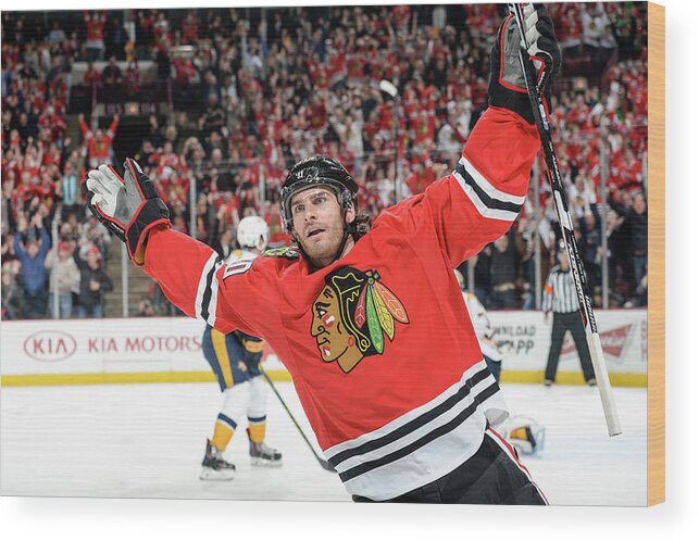 Brandon Saad Wood Print featuring the photograph Nashville Predators V Chicago by Bill Smith