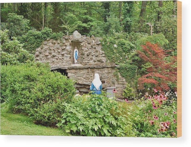 National Shrine Grotto Of Our Lady Of Lourdes Wood Print featuring the photograph National Shrine Grotto of Our Lady of Lourdes by Jean Goodwin Brooks