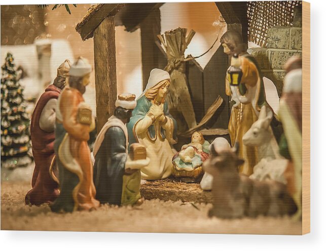 Baby Wood Print featuring the photograph Nativity Set by Alex Grichenko