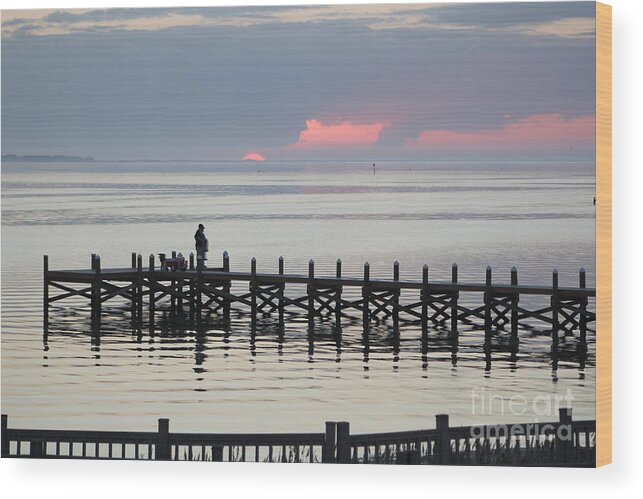 Navarre Beach Pier Wood Print featuring the photograph Navarre Beach Sunset Pier 21 by Michelle Powell