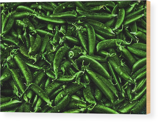 Peapods Wood Print featuring the photograph Neon Green PeaPods by Cathy Anderson