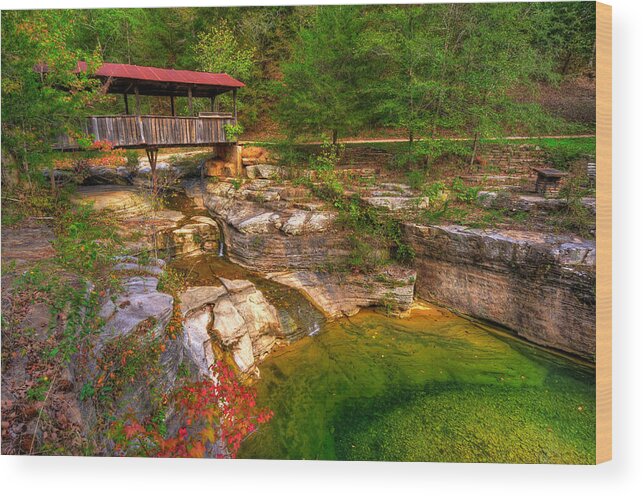 Ponca Wood Print featuring the photograph Covered Bridge in Spring - Ponca Arkansas by Gregory Ballos