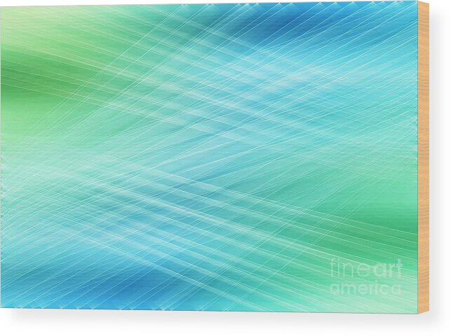 Abstract Wood Print featuring the digital art Net - Blue by Hannes Cmarits