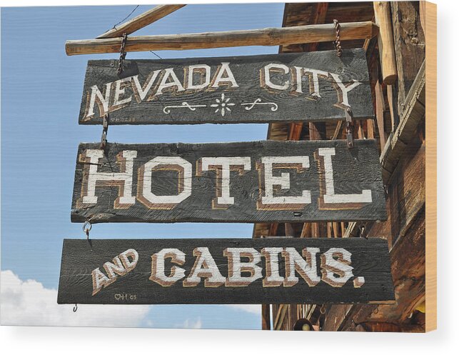 Montana Wood Print featuring the photograph Nevada City Hotel Sign by Bruce Gourley