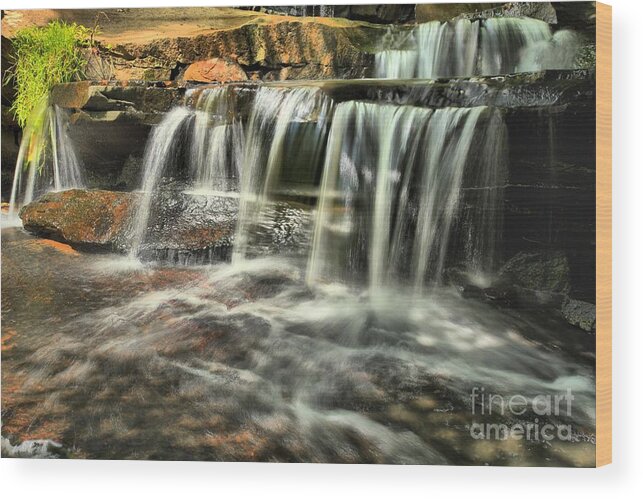 Waterfall Wood Print featuring the photograph New River Hidden Falls by Adam Jewell