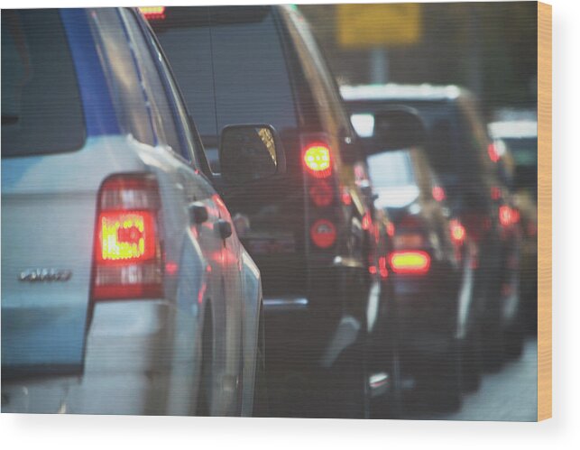 Land Vehicle Wood Print featuring the photograph New York City, City Traffic by Fotog