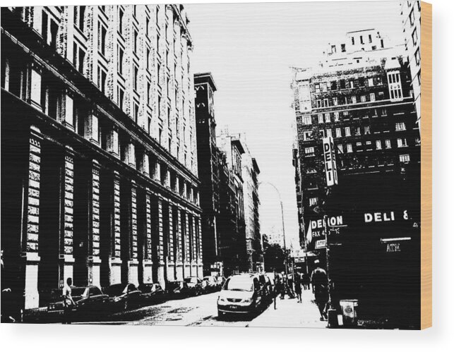 Contrast Photograph Wood Print featuring the photograph New York City Streetscape by Cleaster Cotton