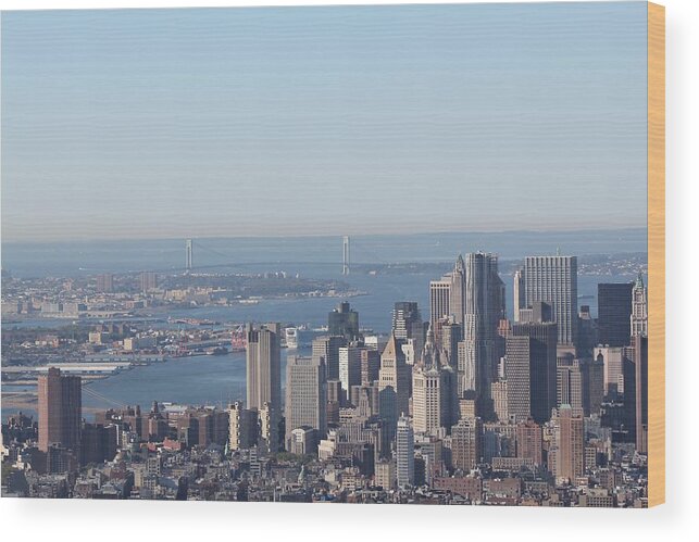 New York Wood Print featuring the photograph New York View And Verrazano-Narrows Bridge by David Grant